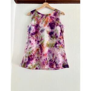 OOAK Upcycled / Handmade Plant Natural Dyed Linen Tank Top – Size Small